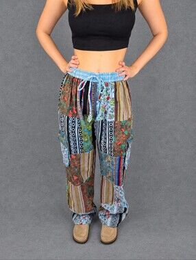 Kathmandu Imports Patchwork Mushroom Harem Pants Boho Hippie Festival M/L XL